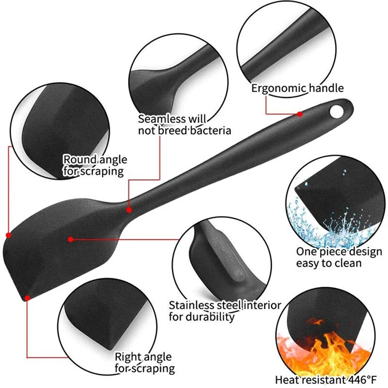 6 vnt. Silikoninių mentelių rinkinys Nelipnus karščiui atsparus aliejaus teptukas Tortų kremas Mentele Kepimas Kepimas Maišymas Virtuvės reikmenys Virtuvės įrankiai