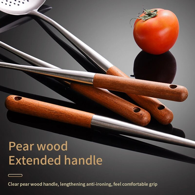 304 Pika käepidemega roostevabast terasest wok-labidas küpsetusseadmed Köögiriistad Piludega riisilusikas Kööginõud Põletusvastased Keerajad