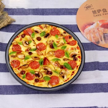 Кръгла чиния за пица Тава за пица Дълбока тава за чинии Въглеродна стомана Незалепваща форма Инструмент за печене Форма за печене Форма на форма 6 8 9 10 инча ZXH