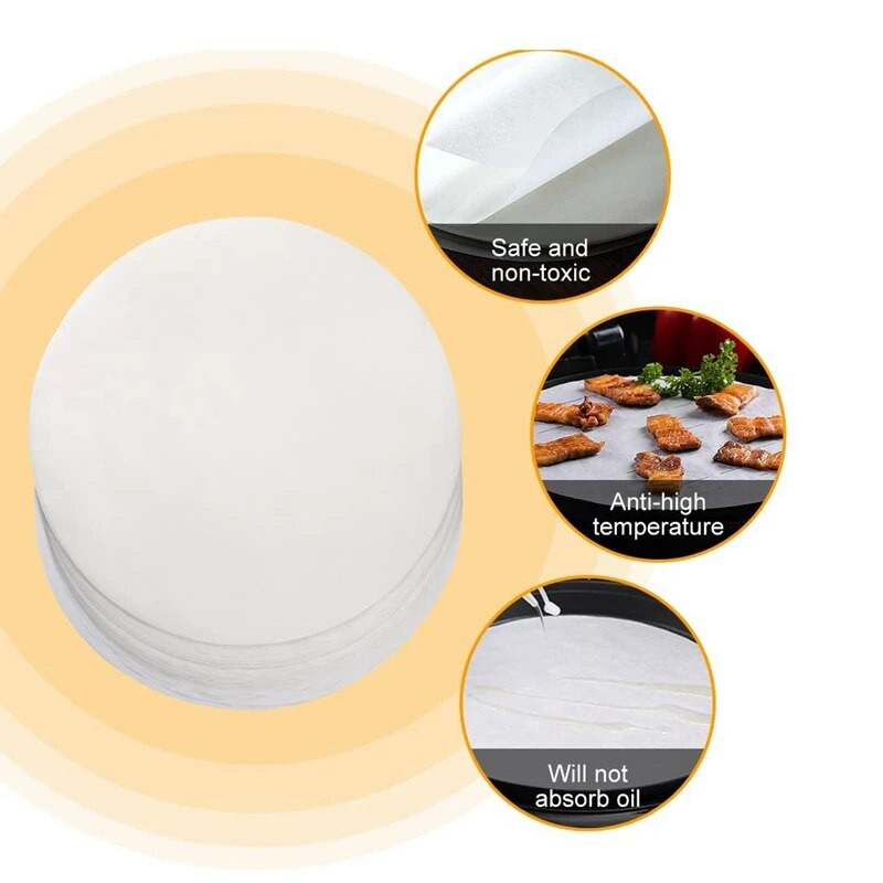100 gabaliņi silikona eļļas papīra cepšanas tvaicēšanas papīrs 11 collu alvas folijas apaļa eļļa un ūdensnecaurlaidīga bārbekjū cepeškrāsns kūka