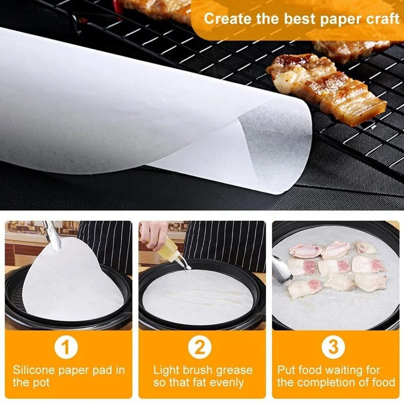 100 gabaliņi silikona eļļas papīra cepšanas tvaicēšanas papīrs 11 collu alvas folijas apaļa eļļa un ūdensnecaurlaidīga bārbekjū cepeškrāsns kūka