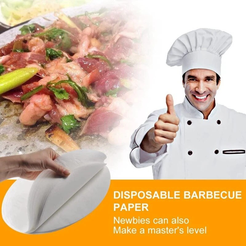 100 gabaliņi silikona eļļas papīra cepšanas tvaicēšanas papīrs 11 collu alvas folijas apaļa eļļa un ūdensnecaurlaidīga bārbekjū cepeškrāsns kūka