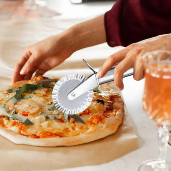 Резачка за пица от неръждаема стомана Колело за нарязване Торта Хляб Пайове Кръгъл нож Печене на тесто за тесто Кухня Инструмент за готвене