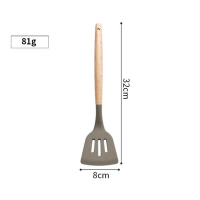 Silikono virtuvės reikmenų rinkinys Silikoniniai nepridegantys virtuvės reikmenys Ekologiški virtuvės gaminimo įrankiai Medinė rankena Mentele Kiaušinių plaktuvai