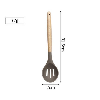 Silikono virtuvės reikmenų rinkinys Silikoniniai nepridegantys virtuvės reikmenys Ekologiški virtuvės gaminimo įrankiai Medinė rankena Mentele Kiaušinių plaktuvai