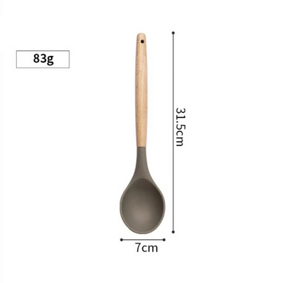 Silikono virtuvės reikmenų rinkinys Silikoniniai nepridegantys virtuvės reikmenys Ekologiški virtuvės gaminimo įrankiai Medinė rankena Mentele Kiaušinių plaktuvai