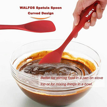 WALFOS Универсална топлоустойчива интегрирана дръжка Силиконова лъжица Скрепер Шпатула Сладоледена торта Незалепващо кухненски инструменти за готвене