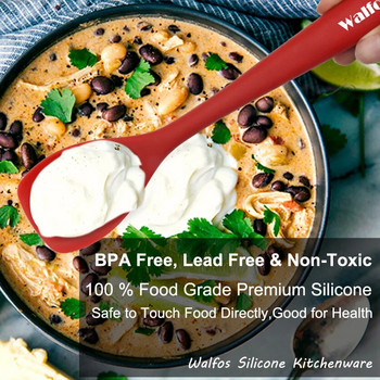 WALFOS Universal ανθεκτικό στη θερμότητα ενσωματωμένη λαβή Ξύστρα κουταλιού σιλικόνης Σπάτουλα κέικ παγωτού Αντικολλητικό μαγειρικά εργαλεία κουζίνας