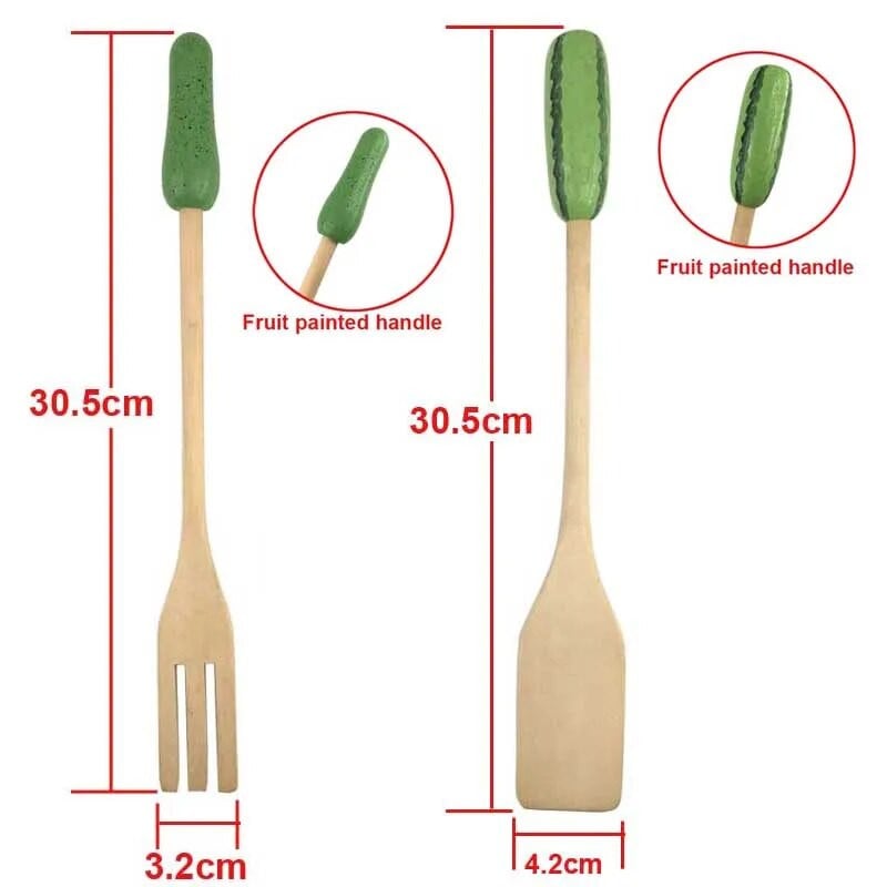 Ustensile de bucătărie din lemn Linguriță Furculiță Spatulă Amestecare pentru gătit Amestecare Instrument de bucătărie Instrument din lemn masiv pentru salată pentru Wok Tigaie