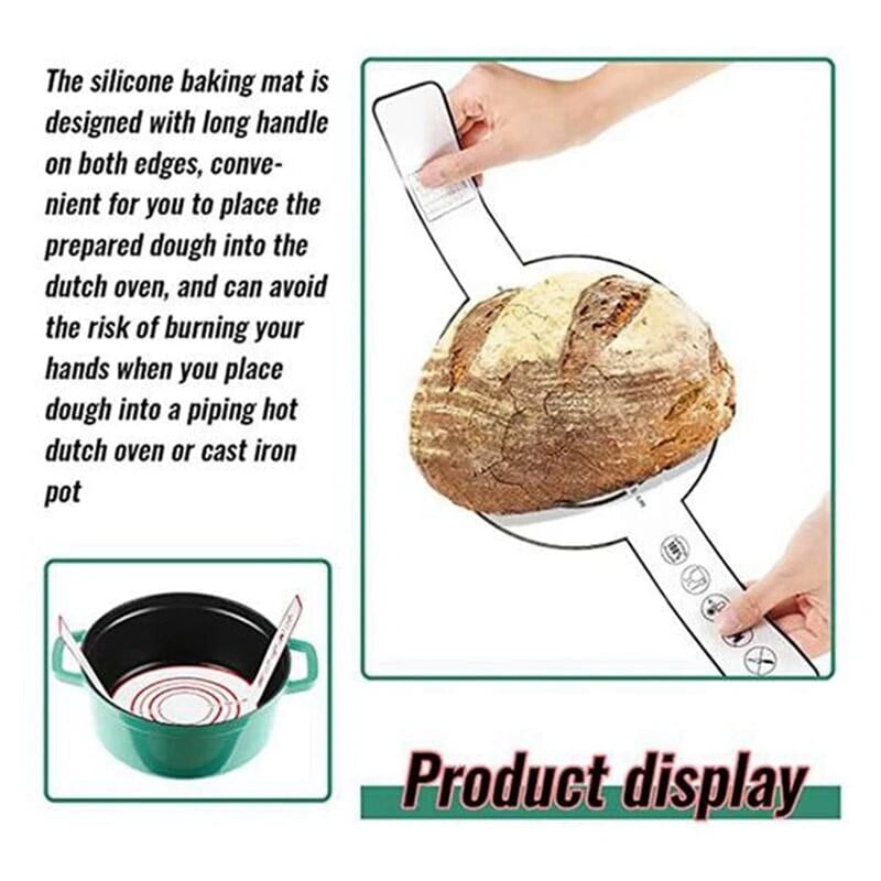2 kom silikonske podloge za pečenje kruha u nizozemskoj pećnici Neljepljiva podloga za pečenje s dugom ručkom 8,3 inča listovi za višekratnu upotrebu
