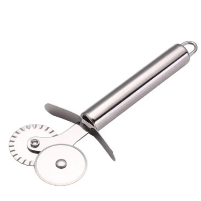 1 vnt Dvigubo ritinio picos nerūdijančio plieno peilis makaronų pjaustyklė Makaronų makaronų apvali nėrinė picos rato virtuvės įrankiai