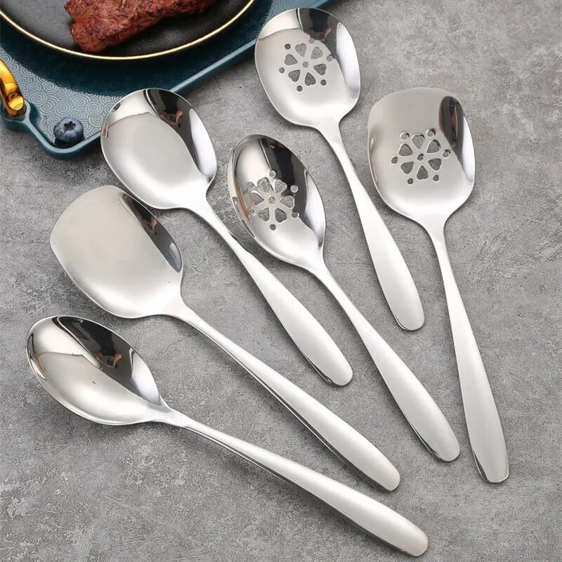 Rozsdamentes acél kanalak szűrőedények Nyilvános étel Evőeszközök Biztonság Szállodai Étterem Nyugati Nagy Evőeszközök Konyhai Főzőedények