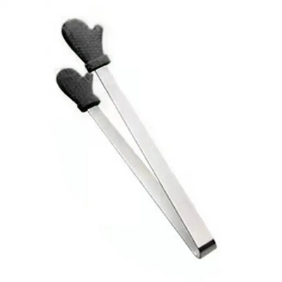 1/2 vnt Kūrybiškos mažos delninės silikoninės maisto žnyplės nerūdijančio plieno ledo gnybtas Mini desertas su lediniais saldainiais maisto indai BBQ spaustukais