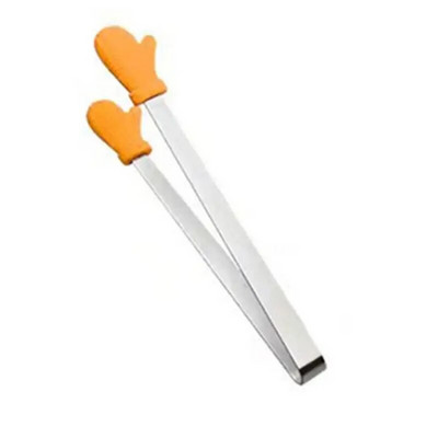 1/2 vnt Kūrybiškos mažos delninės silikoninės maisto žnyplės nerūdijančio plieno ledo gnybtas Mini desertas su lediniais saldainiais maisto indai BBQ spaustukais