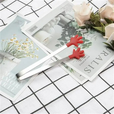 1/2 vnt Kūrybiškos mažos delninės silikoninės maisto žnyplės nerūdijančio plieno ledo gnybtas Mini desertas su lediniais saldainiais maisto indai BBQ spaustukais