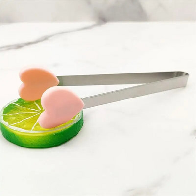 1/2 vnt Kūrybiškos mažos delninės silikoninės maisto žnyplės nerūdijančio plieno ledo gnybtas Mini desertas su lediniais saldainiais maisto indai BBQ spaustukais