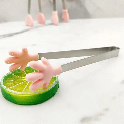 1/2 vnt Kūrybiškos mažos delninės silikoninės maisto žnyplės nerūdijančio plieno ledo gnybtas Mini desertas su lediniais saldainiais maisto indai BBQ spaustukais