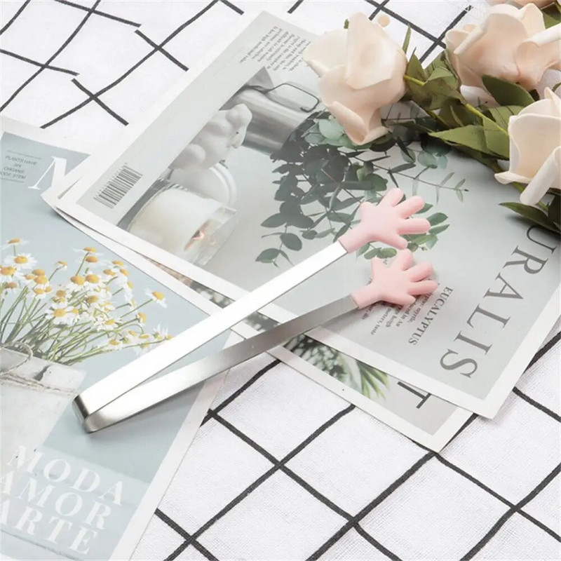 1/2 vnt Kūrybiškos mažos delninės silikoninės maisto žnyplės nerūdijančio plieno ledo gnybtas Mini desertas su lediniais saldainiais maisto indai BBQ spaustukais