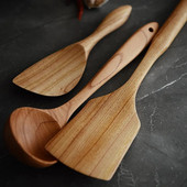 1vnt medinis virtuvinis vartytuvas ryžių sriubos kaušelis ilga rankenėlis virtuvės šaukštas ryžių kaušelis nepridegančių maisto ruošimo reikmenų rinkinys