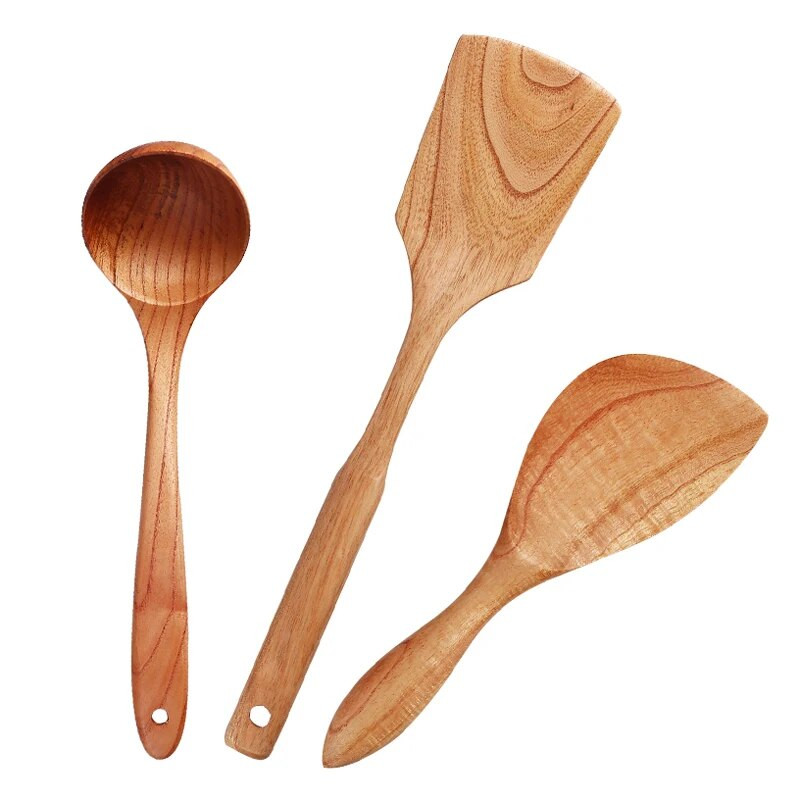 1vnt medinis virtuvinis vartytuvas ryžių sriubos kaušelis ilga rankenėlis virtuvės šaukštas ryžių kaušelis nepridegančių maisto ruošimo reikmenų rinkinys