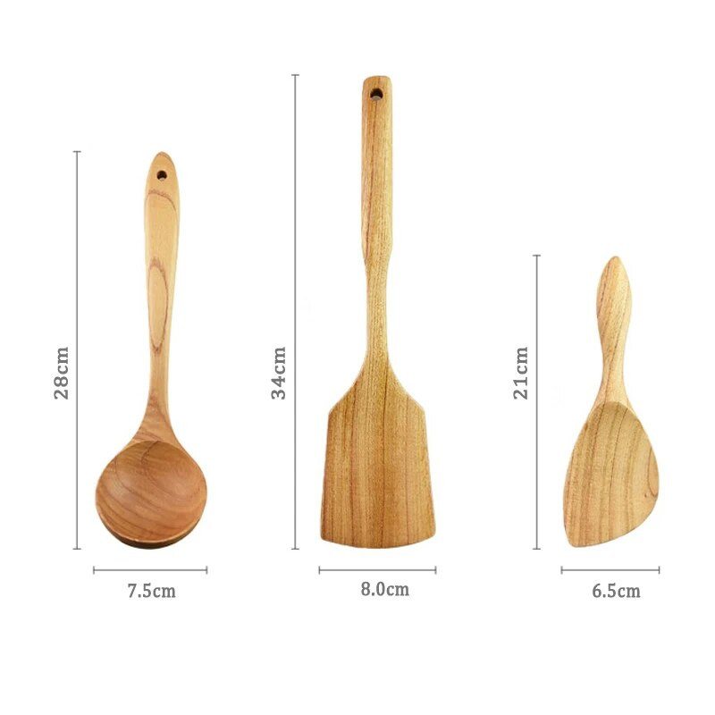 1vnt medinis virtuvinis vartytuvas ryžių sriubos kaušelis ilga rankenėlis virtuvės šaukštas ryžių kaušelis nepridegančių maisto ruošimo reikmenų rinkinys