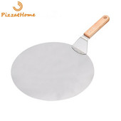 PizzAtHome 12 hüvelykes rozsdamentes acél pizza héja kerek pizzalapát fa nyelű pizza hámozható lapát rövid lapát pizzaszerszámok