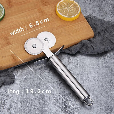 Oțel inoxidabil o singură roată dublă Cuțit pentru pizza Rotul de coacere Instrument de bucătărie Tăiere spaghete Vafe Dantela rotundă Aluat de patiserie