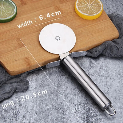 Oțel inoxidabil o singură roată dublă Cuțit pentru pizza Rotul de coacere Instrument de bucătărie Tăiere spaghete Vafe Dantela rotundă Aluat de patiserie