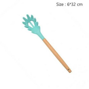 Žali virtuvės reikmenys medinė rankena, neprideganti karšta aukštos temperatūros silikoninė šaukšto sukimo šluotele mentele virtuvės reikmenys