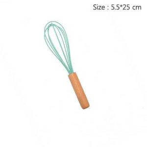 Žali virtuvės reikmenys medinė rankena, neprideganti karšta aukštos temperatūros silikoninė šaukšto sukimo šluotele mentele virtuvės reikmenys