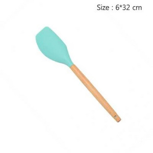 Žali virtuvės reikmenys medinė rankena, neprideganti karšta aukštos temperatūros silikoninė šaukšto sukimo šluotele mentele virtuvės reikmenys