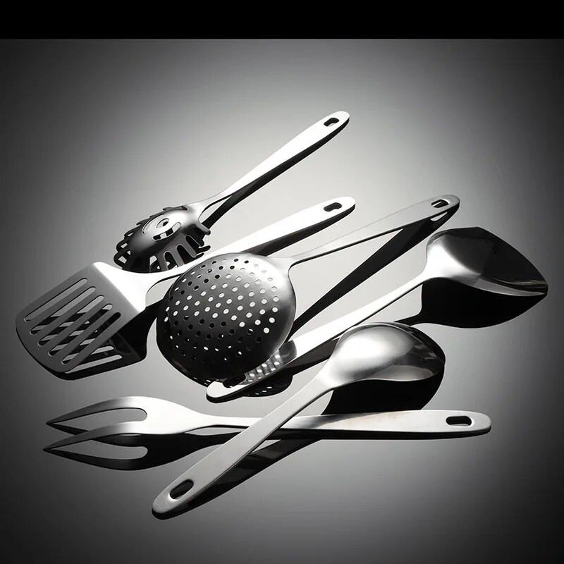Nerūdijančio plieno maisto ruošimo įrankių rinkinys Šaukštai / Kaušas / Skimeris / Mentele / Trintuvas / Mėsos šakutės Virimo įrankiai Virtuvės reikmenys virtuvei