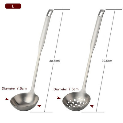 2 db/Szett rozsdamentes acél főzőeszköz készlet matt lengyel hosszú nyelű leveses merőkanál szűrőszűrő szűrőedény Konyhai edények étkészlet