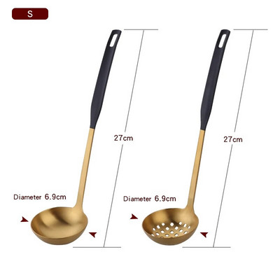 2 db/Szett rozsdamentes acél főzőeszköz készlet matt lengyel hosszú nyelű leveses merőkanál szűrőszűrő szűrőedény Konyhai edények étkészlet