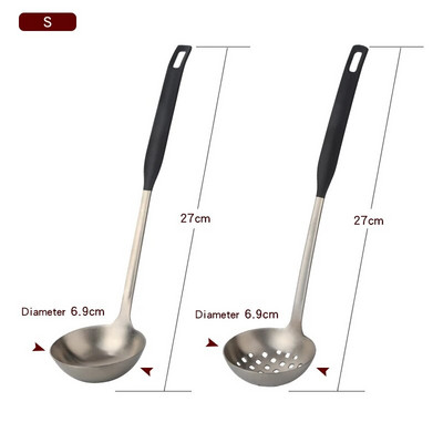 2 db/Szett rozsdamentes acél főzőeszköz készlet matt lengyel hosszú nyelű leveses merőkanál szűrőszűrő szűrőedény Konyhai edények étkészlet