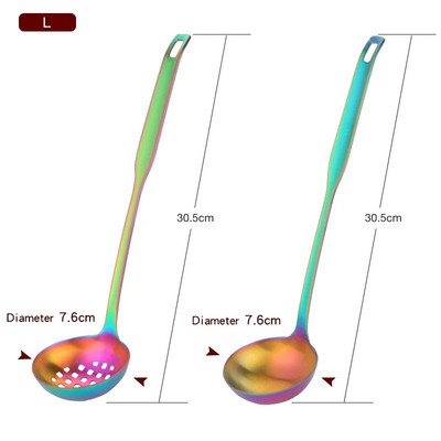 2 db/Szett rozsdamentes acél főzőeszköz készlet matt lengyel hosszú nyelű leveses merőkanál szűrőszűrő szűrőedény Konyhai edények étkészlet