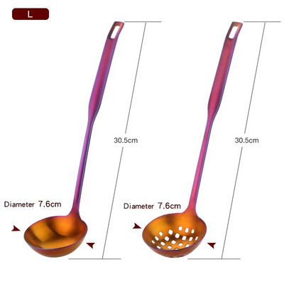 2 db/Szett rozsdamentes acél főzőeszköz készlet matt lengyel hosszú nyelű leveses merőkanál szűrőszűrő szűrőedény Konyhai edények étkészlet