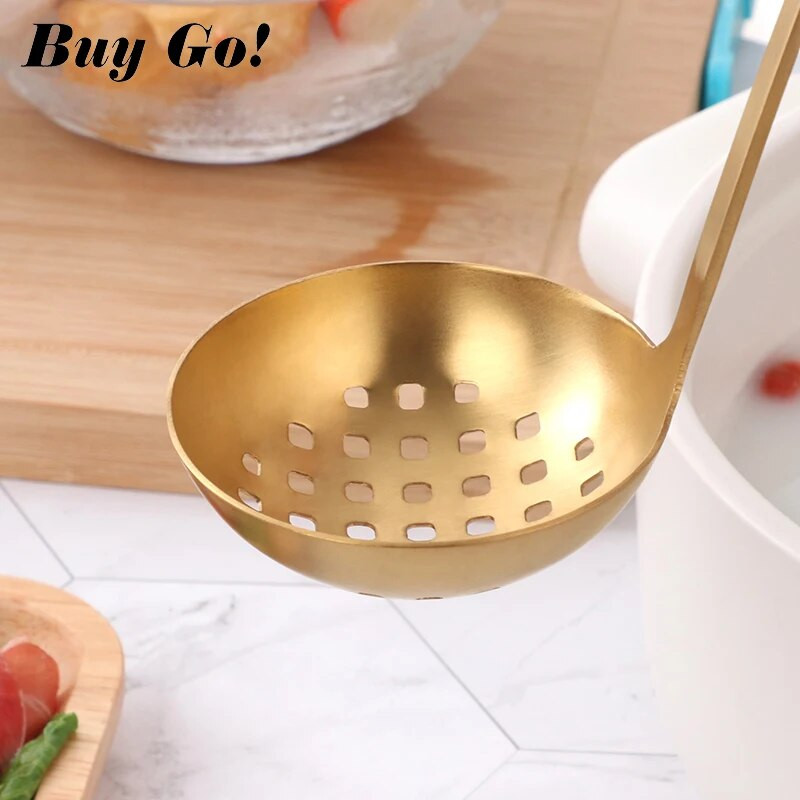 2 db/Szett rozsdamentes acél főzőeszköz készlet matt lengyel hosszú nyelű leveses merőkanál szűrőszűrő szűrőedény Konyhai edények étkészlet