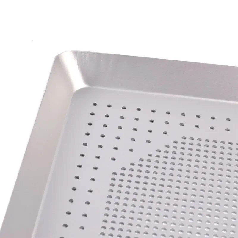 Kvadratinė stačiakampė picos kepimo skarda Nelipnus picos dėklas Plieninis apvalus traškus picos orkaitės padėklas perforuotas kepimo įrankis