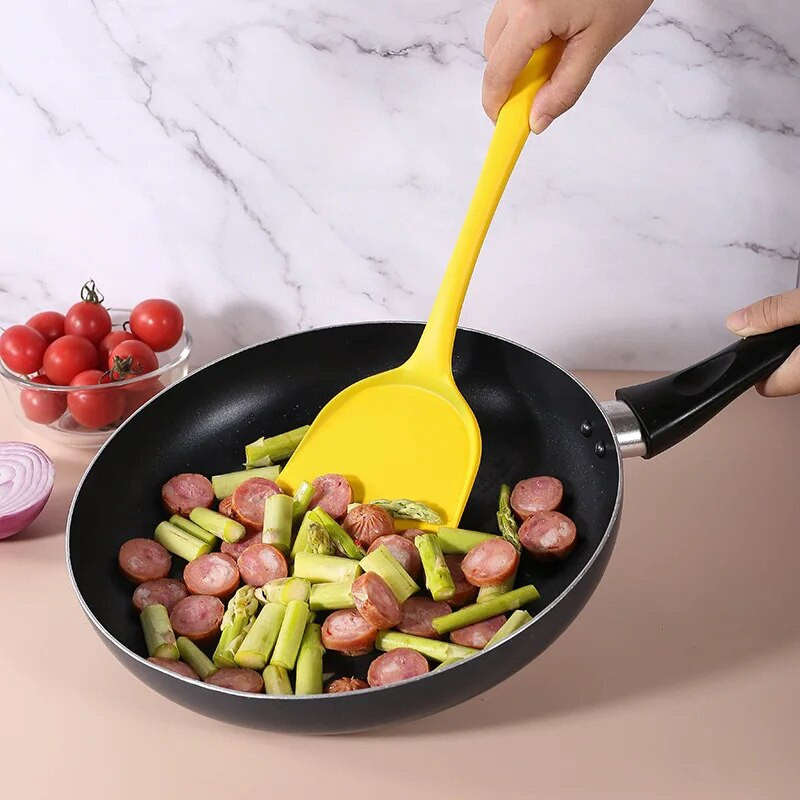 Ustensile de bucătărie din silicon Oală Spatulă pentru prăjit Supă Lingură de orez Scurătoare Rezistent la căldură Bătători de ouă Unelte Ustensile de gătit antiaderente