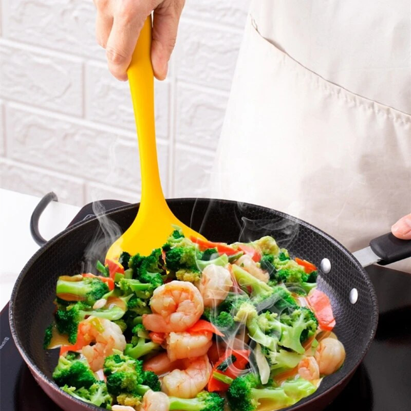 Ustensile de bucătărie din silicon Oală Spatulă pentru prăjit Supă Lingură de orez Scurătoare Rezistent la căldură Bătători de ouă Unelte Ustensile de gătit antiaderente