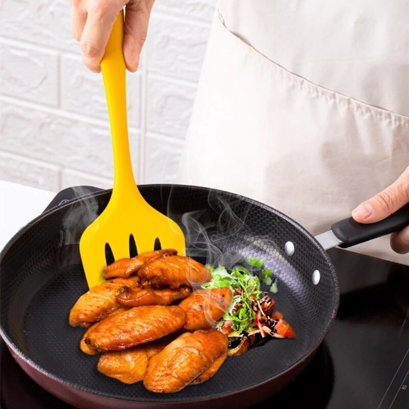 Ustensile de bucătărie din silicon Oală Spatulă pentru prăjit Supă Lingură de orez Scurătoare Rezistent la căldură Bătători de ouă Unelte Ustensile de gătit antiaderente