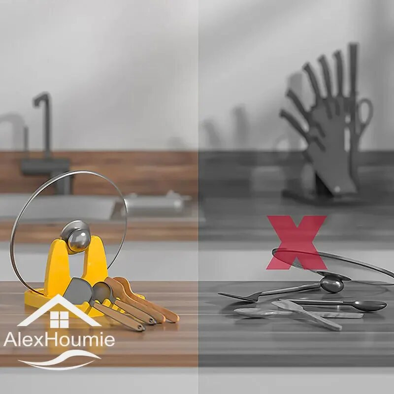 Sklopivi stalak s poklopcem za lonce Plastični stalak za držač žlice Kuhinjski organizator za vilicu Stalak s lopaticom Polica s poklopcem za tavu Stalak za odlaganje posuđa