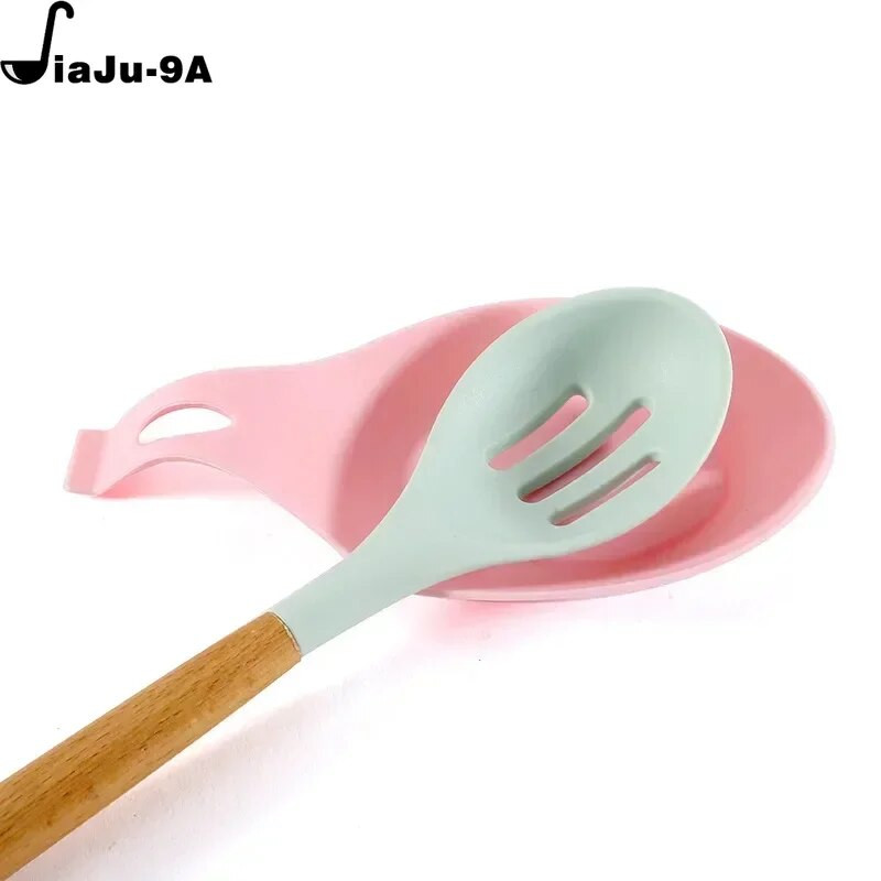 Suport lingura din silicon Tampă de odihnă Ustensile de bucătărie Spatulă Bătător de ouă Rezistent la căldură Preșă de loc Tavă Covorașe de izolare Ustensile de bucătărie