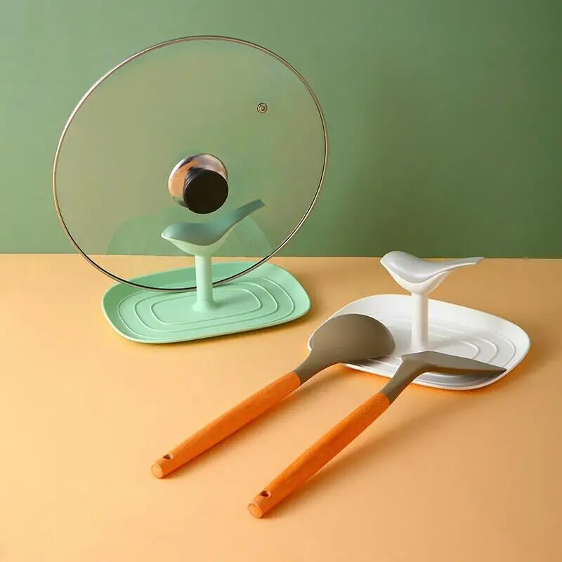 Keptuvės dangčio laikiklis palaiko šaukštus puodo dangčio atramos Mentele stovas virtuvės patogumui Indai Įrankiai Priedai Organizatorius