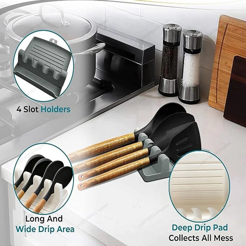 Virtuviniai šaukštų laikikliai puodo dangtis stovas puodo dangtis virimo įrankis stalo reikmenų laikymo stovas Šaukštas lazdelės laikiklis mentelė nutekėjimo stovo įtaisas