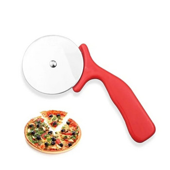 Нов нож за пица от неръждаема стомана Инструменти за рязане с едно колело Домакински бисквитки за вафли Инструменти за торта Колела за пица Ножици Съдове за печене