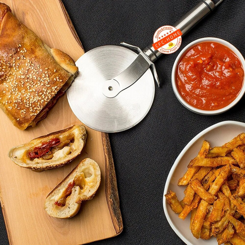 Veliki rezač za pizzu od nehrđajućeg čelika, kotačić za rezanje kruha i peciva od tijesta za pecivo, pizzu, 3,74 inča