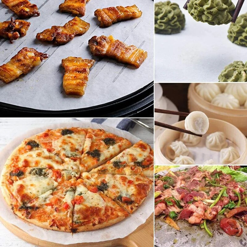 Új 100 darab szilikon olajos papír sütőpároló papír 11 hüvelykes ónfólia kerek olaj és vízálló grillsütő torta