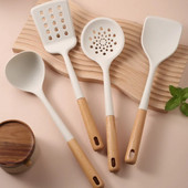 Set de ustensile din silicon de calitate Instrument de gătit non-lipicios Spatulă din silicon Linguriță de supă Accesorii de bucătărie Set de bucătărie rezistent la căldură